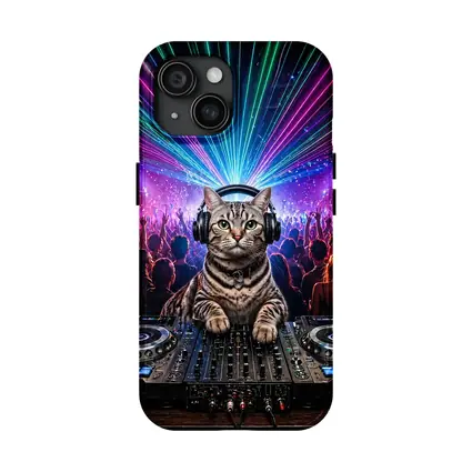 Egyptian Mau Cat DJ Neon Dance Party