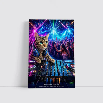Egyptian Mau DJ Cat Neon Club Party
