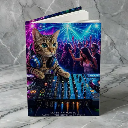 Egyptian Mau DJ Cat Neon Club Party