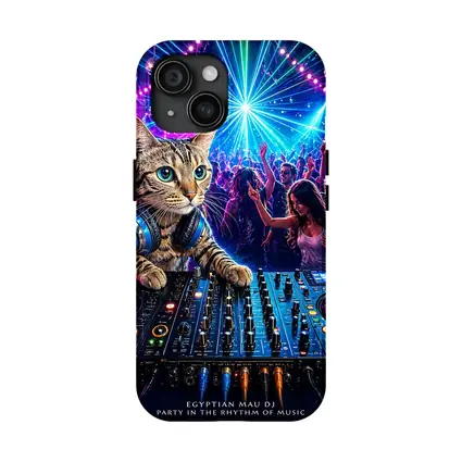 Egyptian Mau DJ Cat Neon Club Party