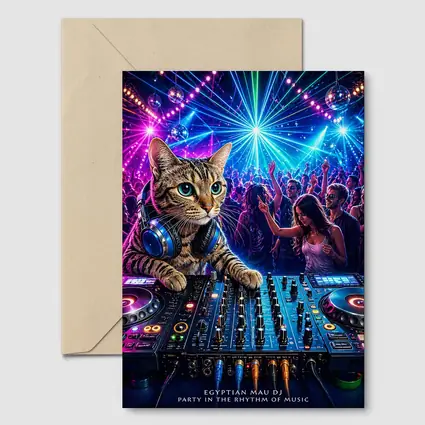 Egyptian Mau DJ Cat Neon Club Party