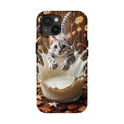 Egyptian Mau Cat Diving Into Milk Cookies