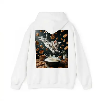 Egyptian Mau Cat Leaping Into Milk Bowl