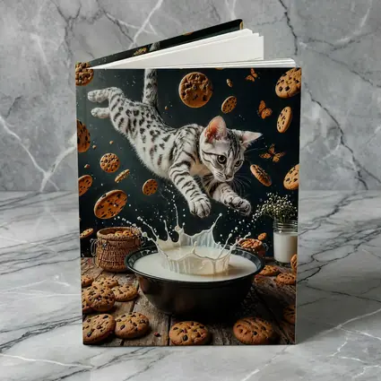 Egyptian Mau Cat Leaping Into Milk Bowl