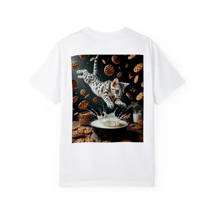 Egyptian Mau Cat Leaping Into Milk Bowl