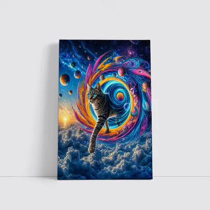 Egyptian Mau Cat Cosmic Space Swirl Art