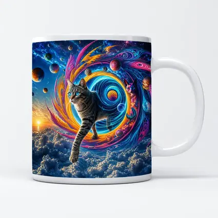 Egyptian Mau Cat Cosmic Space Swirl Art