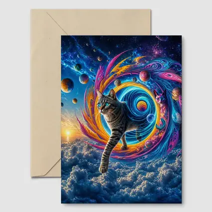 Egyptian Mau Cat Cosmic Space Swirl Art