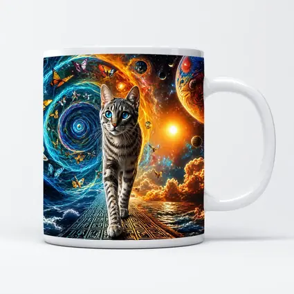 Egyptian Mau Cat Cosmic Space Fantasy Art