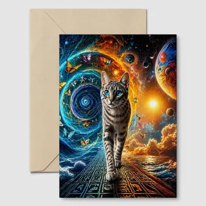 Egyptian Mau Cat Cosmic Space Fantasy Art