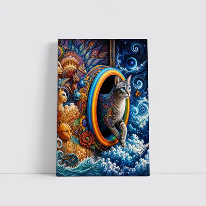 Egyptian Mau Cat Psychedelic Cosmic Portal Art