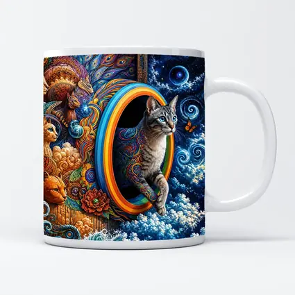 Egyptian Mau Cat Psychedelic Cosmic Portal Art