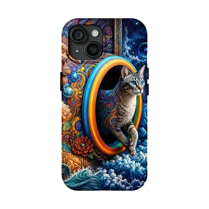 Egyptian Mau Cat Psychedelic Cosmic Portal Art