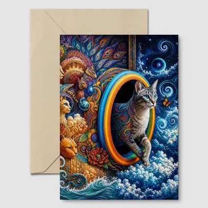 Egyptian Mau Cat Psychedelic Cosmic Portal Art