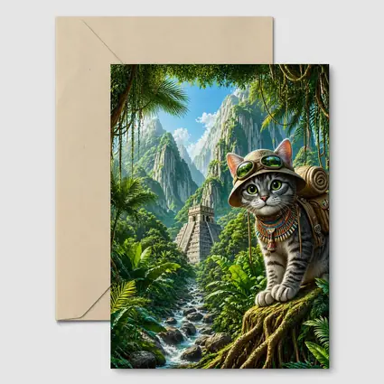 Explorer Cat Jungle Ancient Temple Adventure