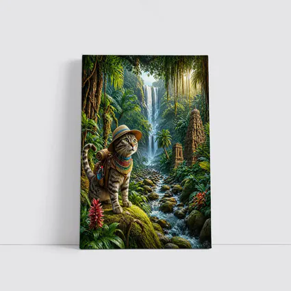 Egyptian Mau Explorer Cat Jungle Waterfall