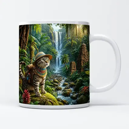 Egyptian Mau Explorer Cat Jungle Waterfall