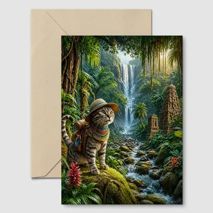Egyptian Mau Explorer Cat Jungle Waterfall