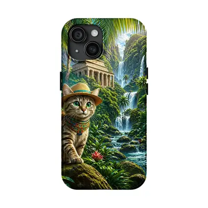 Egyptian Mau Explorer Cat Jungle Waterfall Temple
