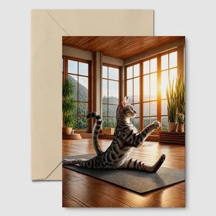 Egyptian Mau Cat Doing Yoga Sunny Studio