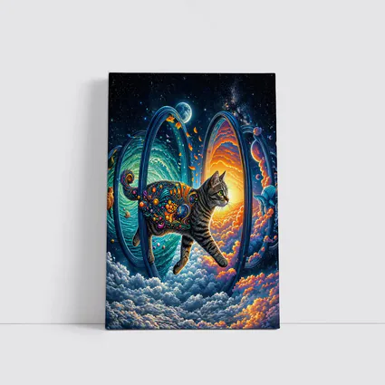 Egyptian Mau Cat Cosmic Space Trippy Art