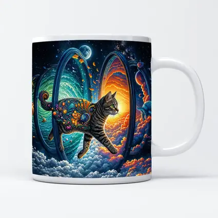Egyptian Mau Cat Cosmic Space Trippy Art
