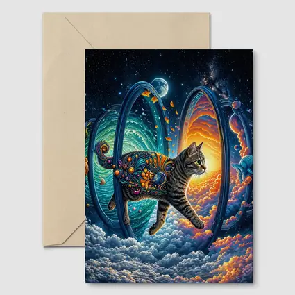 Egyptian Mau Cat Cosmic Space Trippy Art