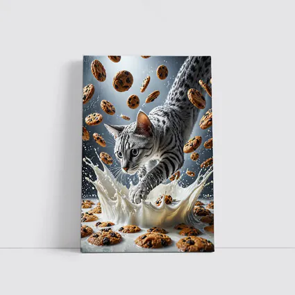 Egyptian Mau Cat Milk Splash Flying Cookies