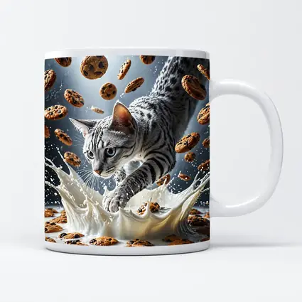 Egyptian Mau Cat Milk Splash Flying Cookies