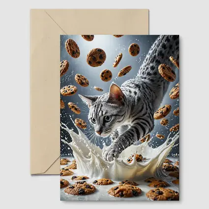 Egyptian Mau Cat Milk Splash Flying Cookies