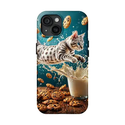 Egyptian Mau Kitten Leaping Into Milk Splash