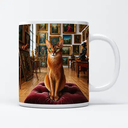 Abyssinian Cat Sitting in Art Gallery