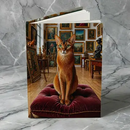 Abyssinian Cat Sitting in Art Gallery