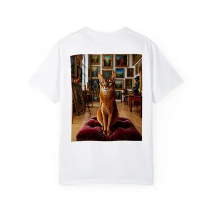 Abyssinian Cat Sitting in Art Gallery