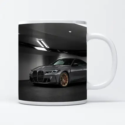 BMW M4 Gray Coupe Gold Rims Garage