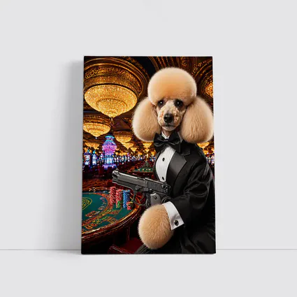 Poodle In Tuxedo Casino Gun Wall Art