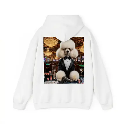 White Poodle Tuxedo Casino Spy Scene