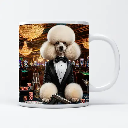 White Poodle Tuxedo Casino Spy Scene