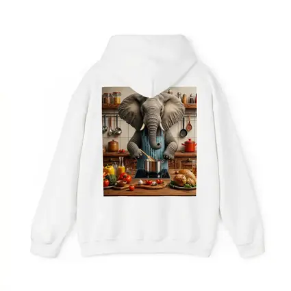 Elephant Chef Cooking in Rustic Kitchen