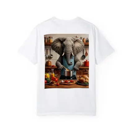 Elephant Chef Cooking in Rustic Kitchen