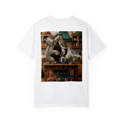 Elephant Cooking Dinner in Rustic Kitchen
