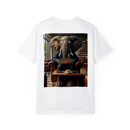 Elephant Businessman Working Laptop Cafe Setting