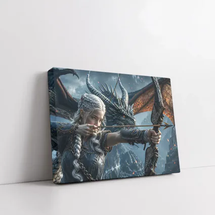 Elf Archer Woman With Dragon Fantasy Art