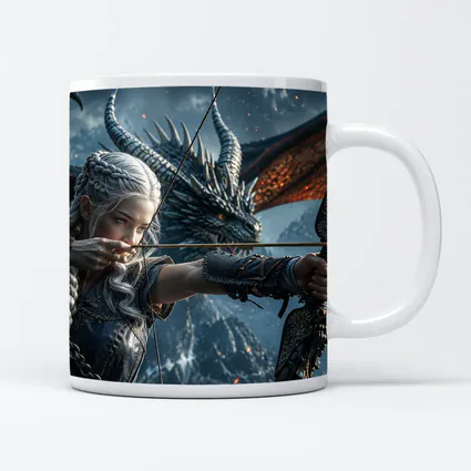 Elf Archer Woman With Dragon Fantasy Art