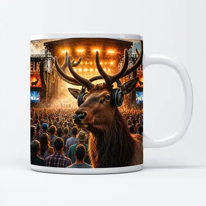Elk With Headphones At Music Festival
