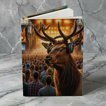 Elk With Headphones At Music Festival