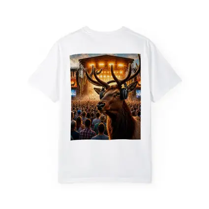Elk With Headphones At Music Festival