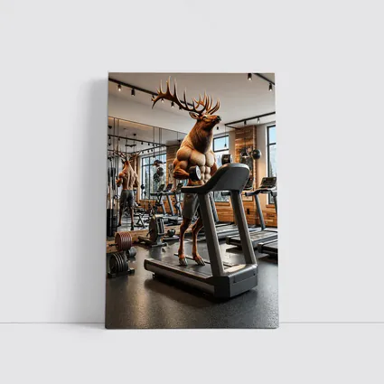 Muscular Elk Working Out in Modern Gym