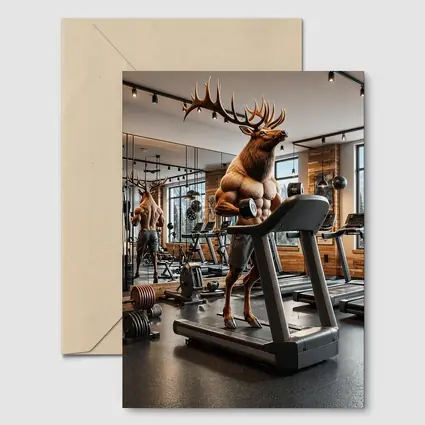 Muscular Elk Working Out in Modern Gym