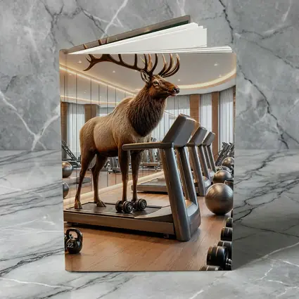 Elk Standing on Treadmill in Gym